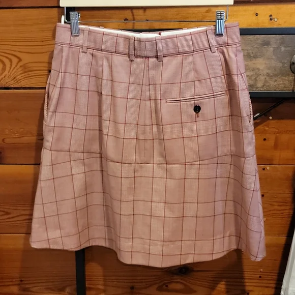 CALVIN KLEIN 205W39NYC Fluted Prince of Wales Red Plaid Mini Skirt It 44 - Picture 5 of 16